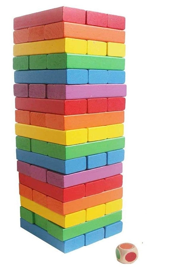 Authfort Wooden Colorful Building Blocks Educational Game Toy 48 Pcs & Wooden 10 Piece Toddlers Montessori Ring Set Combo 2 (Multicolor) - Image 4